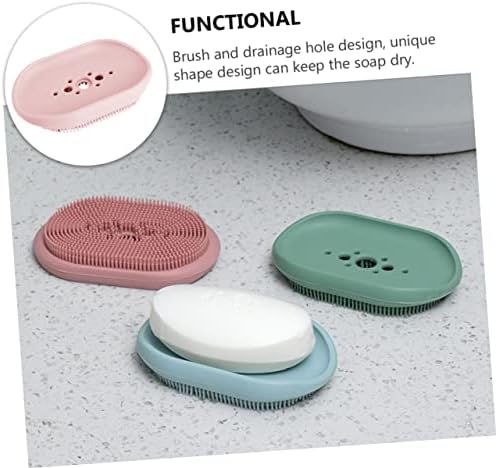 ABOOFAN Self Draining Soap Dish Holder Pink