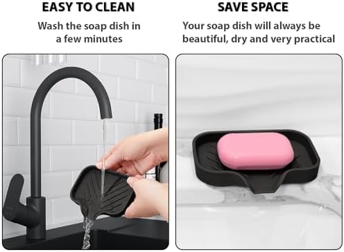 Black Silicone Soap Dish Tray for Kitchen Sink