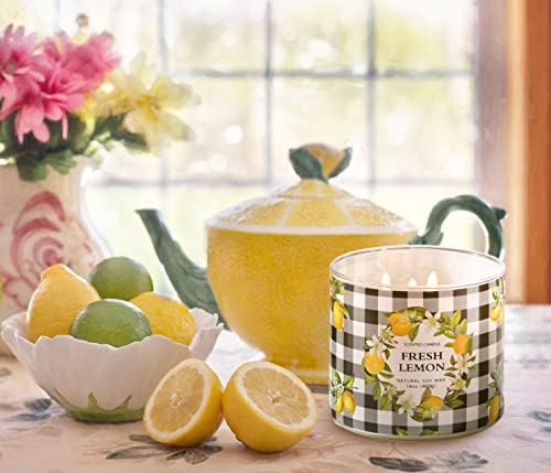 Fresh Lemon Scented Jar Candle 14 oz 3 Wicks