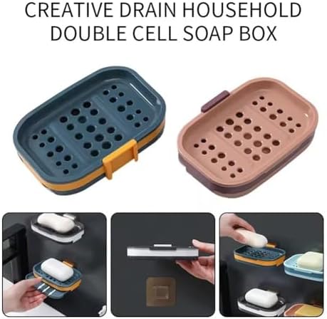 Strong Suction Soap Dish Holder with Drainage - Pink 1
