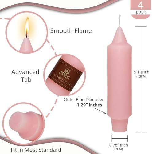 NJAO HOO Pink Taper Candle Set 4 Pack