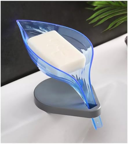 FABEILAI Leaf Shape Soap Holder with Suction Cup Self-Draining Pink