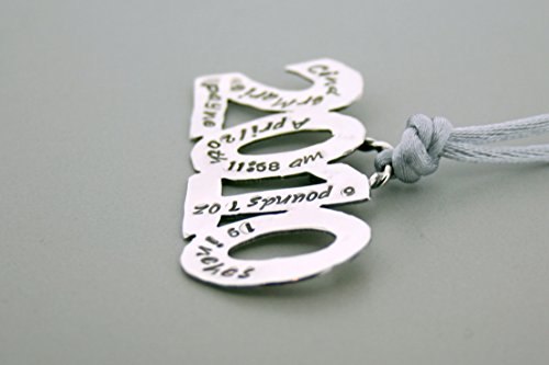 Handmade Babys Stats Christmas Ornament Sterling Silver
