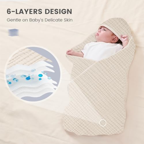 FUNUPUP Hooded Baby Towels 2 Pack Muslin 1