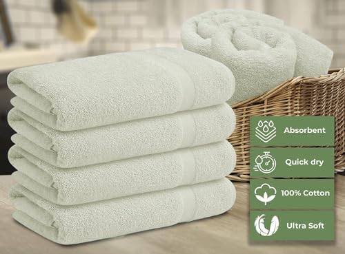 ARC HOME 100 Cotton Bath Towels Pack of 6 - 24x48 Inches