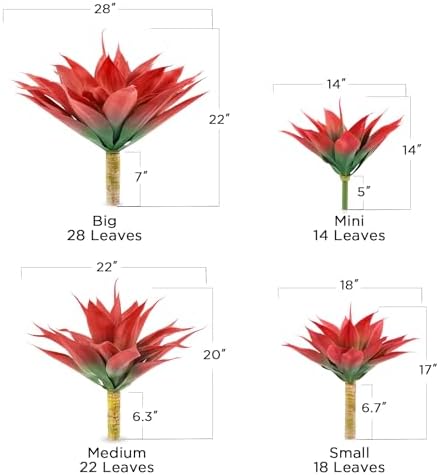Velener Red Fake Agave Plant 22 Inches Set of 1 1