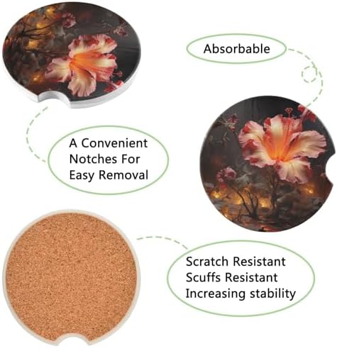 Takiito Fantasy Flower Car Cup Holder Coasters 2 Pack