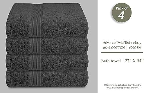 Softolle Luxury Bath Towels Set of 4 27 x 54 Grey 1