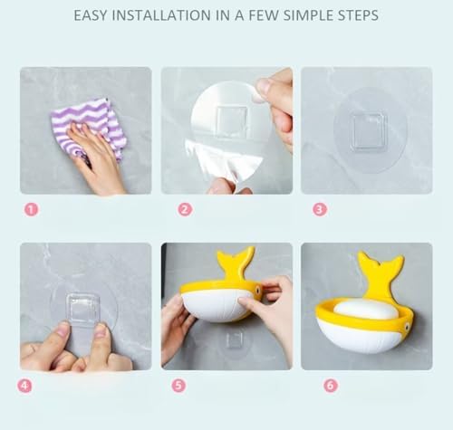 Cute Whale Soap Dish Suction Cup Holder for Shower and Bathroom