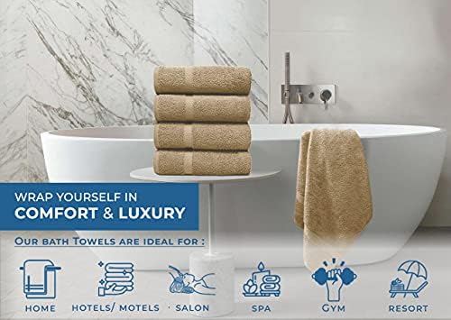 DAN RIVER 100 Cotton Bath Towels 27x54 Inches 4-Pack Tan