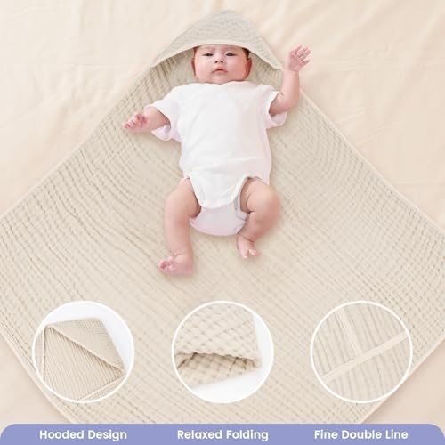 FUNUPUP Hooded Baby Towels 2 Pack Muslin 1