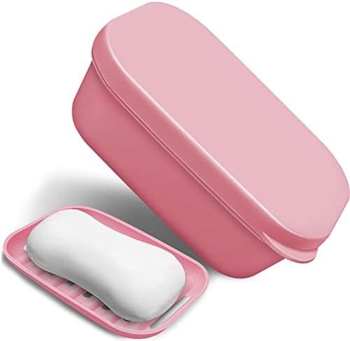 Traveling Soap Holder with Leak-Proof Lid and Drainage Layer Pink
