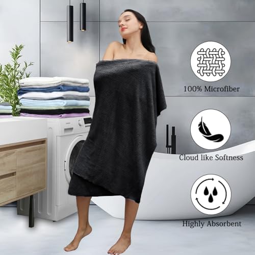Hailea 4-Pack Black Bath Towels Set 35x70 Inches