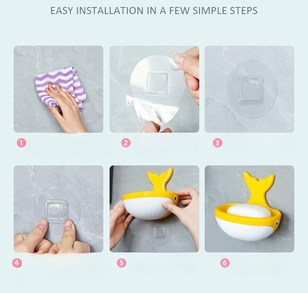 Cute Whale Soap Dish Suction Cup Holder for Shower and Bathroom