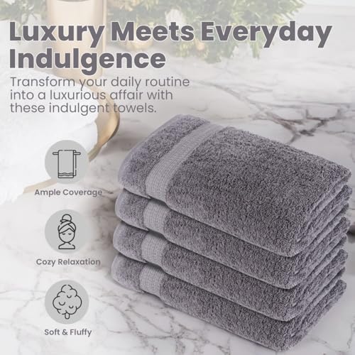 Organix Luxury 4 Pack Bath Towels Dark Grey 30x60 Inches