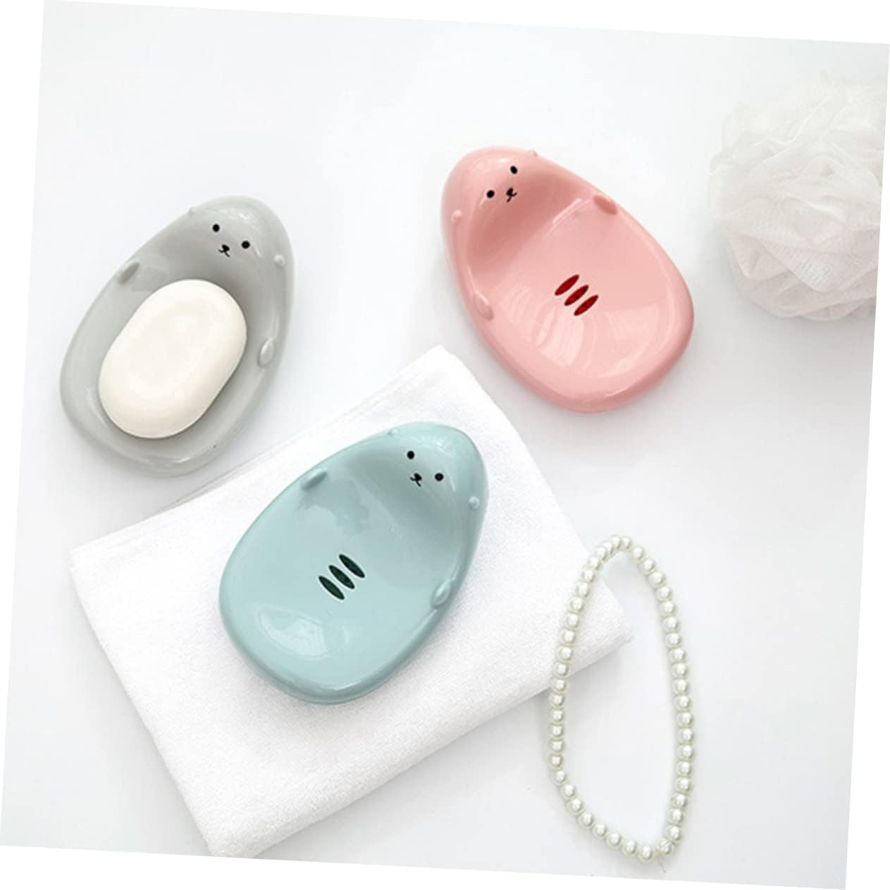 SHOWERORO Heart Shaped Soap Dish Drainer Holder for Boys and Girls