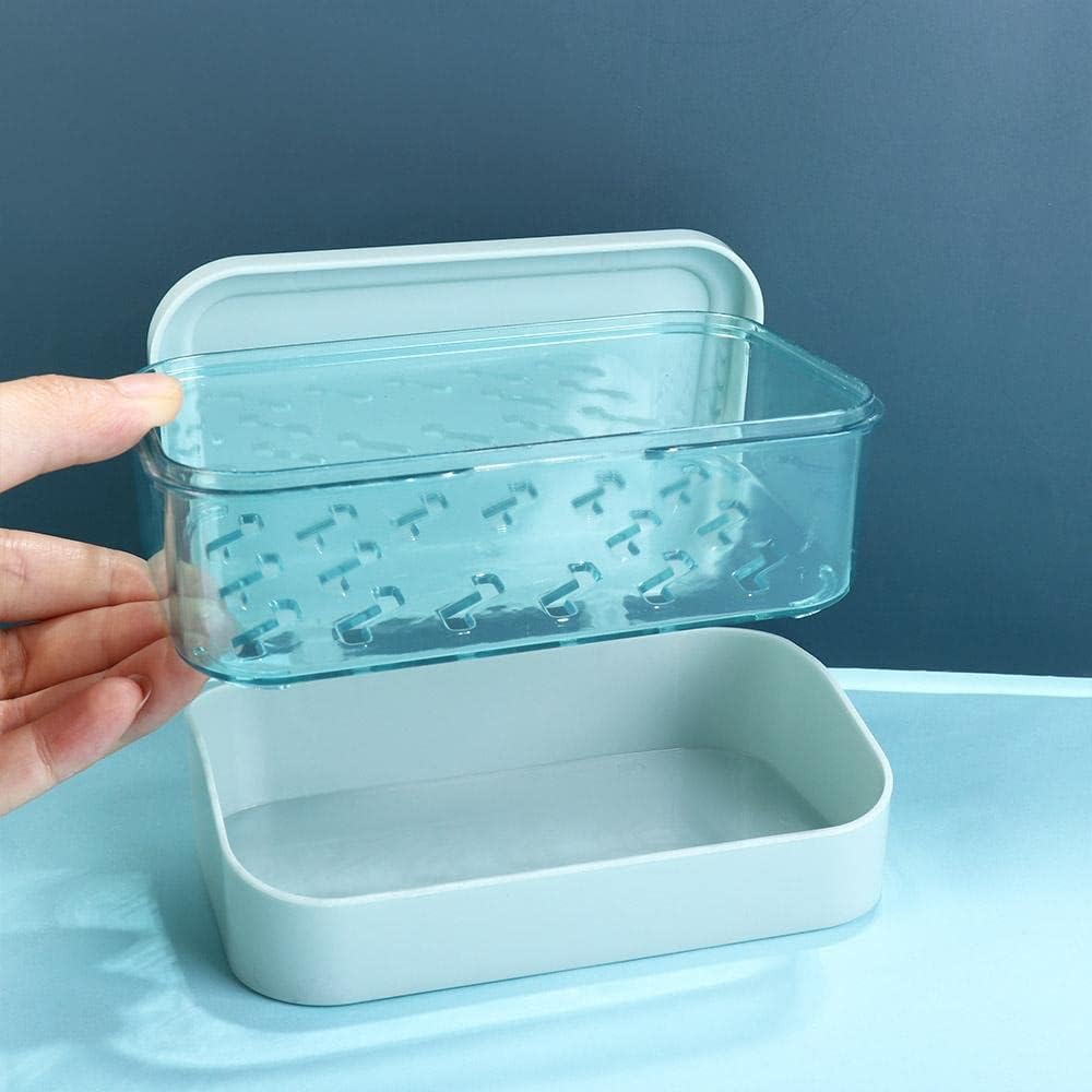 Portable Soap Box with Lid and Drainage for Kitchen and Bathroom
