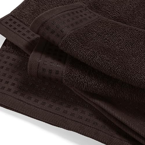 GLAMBURG Ultra Soft 3 Pack Cotton Towel Set Chocolate Brown