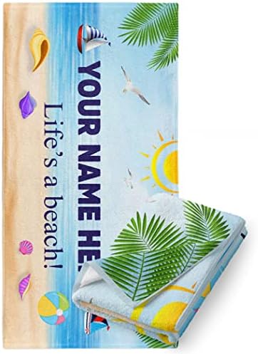 Personalized Microfiber Beach Towel with State License Plate and Custom Name