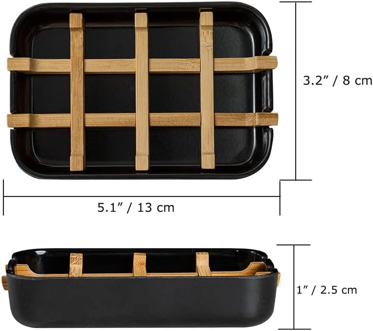 Modern Removable Bamboo Fiber Soap Holder - Black