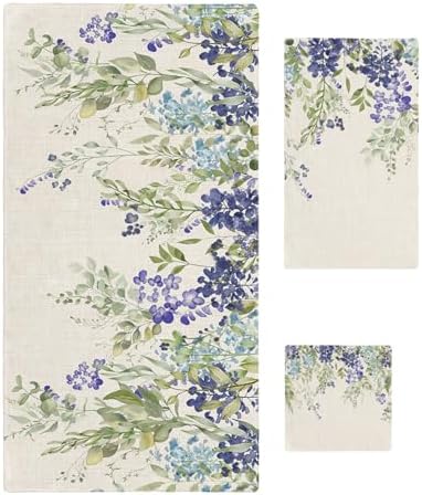 Smile Sunflower 3-Piece Bath Towel Set Wisteria Pattern Linen Texture