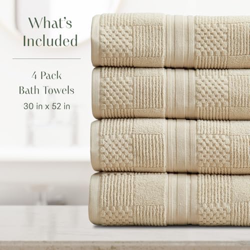 Springtree Home 100 Cotton Bath Towel Set of 4 Beige