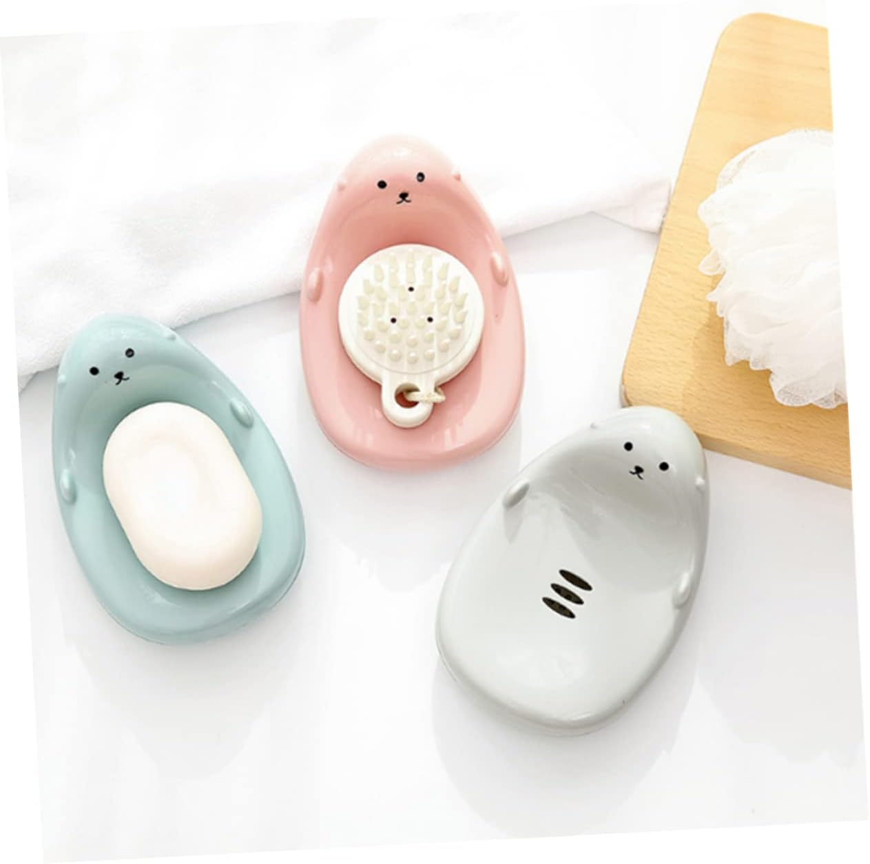 Cabilock Round Soap Dish Drainer Holder for Bathrooms