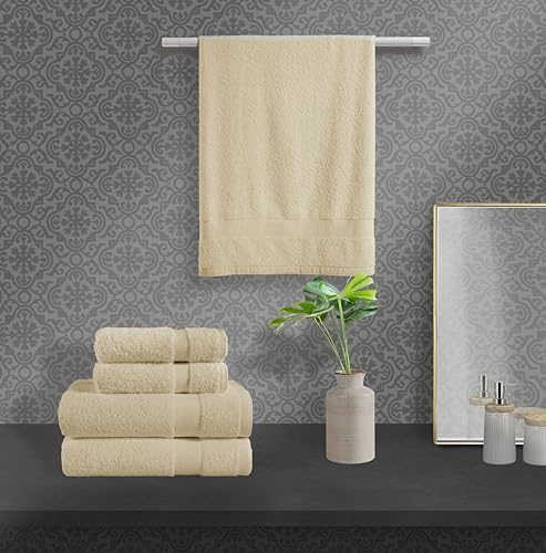 BolBomS 8 Piece Towel Set - Ultra Soft 100 Cotton Beige