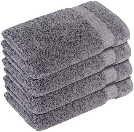 Organix Luxury 4 Pack Bath Towels Dark Grey 30x60 Inches