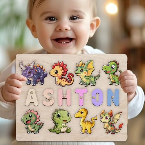 Personalized Wooden Dinosaur Puzzle Montessori Toy 1