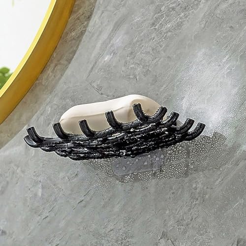 Qinlenyan Self-Draining Soap Dish Towel Hanging Rack with Multi Hooks