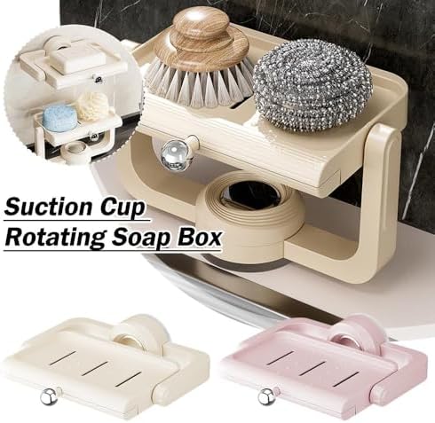 Rotating Suction Soap Holder 360 Rotate Space-Saving Drainage Pink