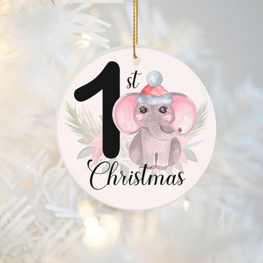 Baby First Christmas Ornament Elephant Girl 1st Christmas Decor