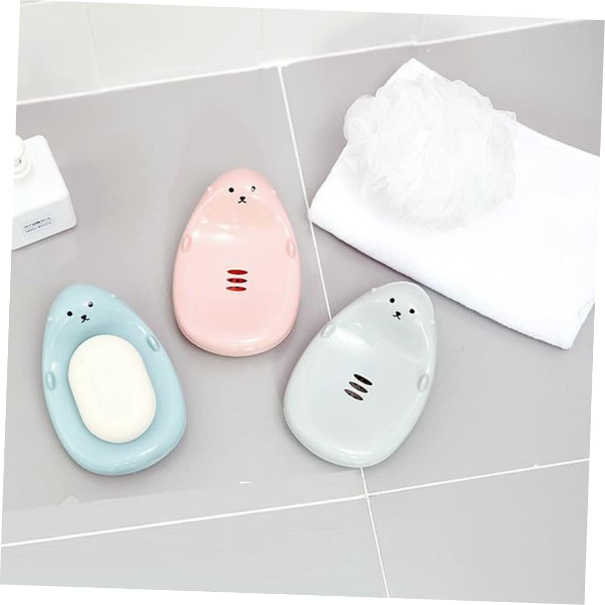 Anneome Round Soap Dish Drainer for Bathroom and Travel