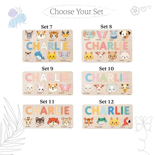 Personalized Wooden Name Puzzle with Animals 1