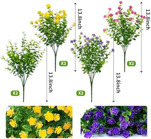 KLEMOO 8 Bundles UV Resistant Artificial Boxwood Shrubs