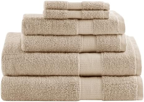 Comfort Spaces Turkish Bath Towel Set 6 Piece Tan Beige