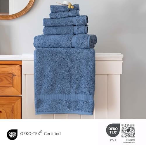 SALBAKOS Luxury 6-Piece Towel Set with Blue Design