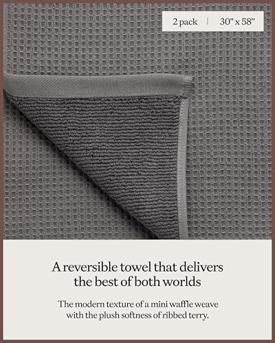 Cozy Earth Waffle Bath Towels 2 Pack - Soft Absorbent Stylish