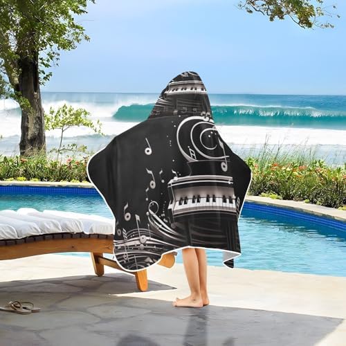 CHIFIGNO Personalized Musical Piano Notes Toddler Baby Bath Towel