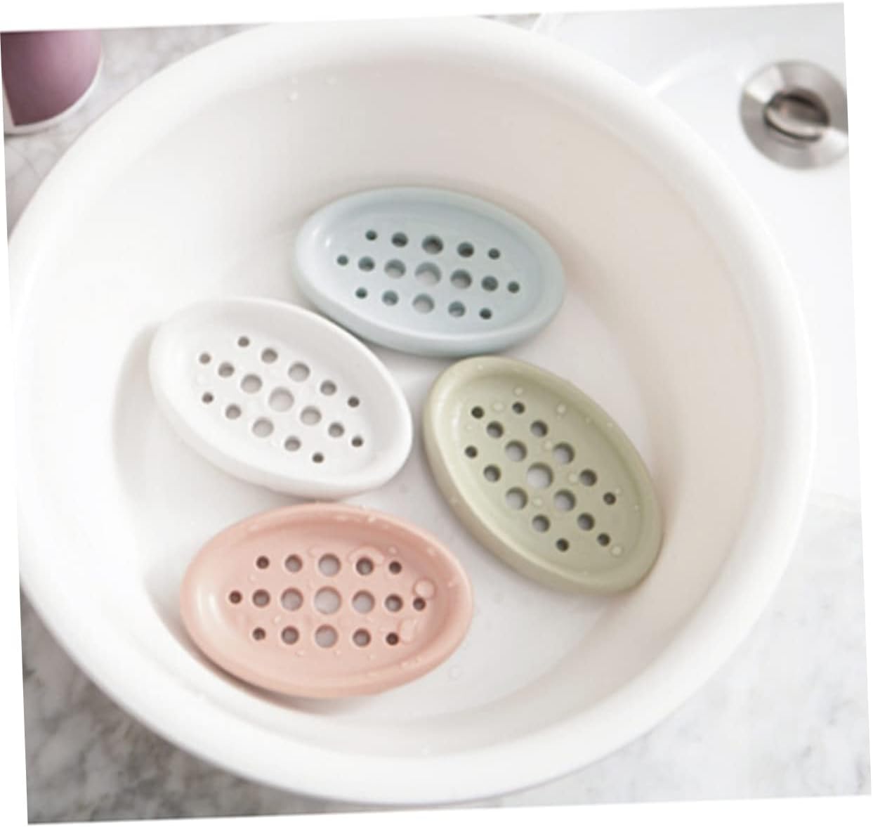 Ciieeo Oval Silicone Soap Dish Drainer Holder
