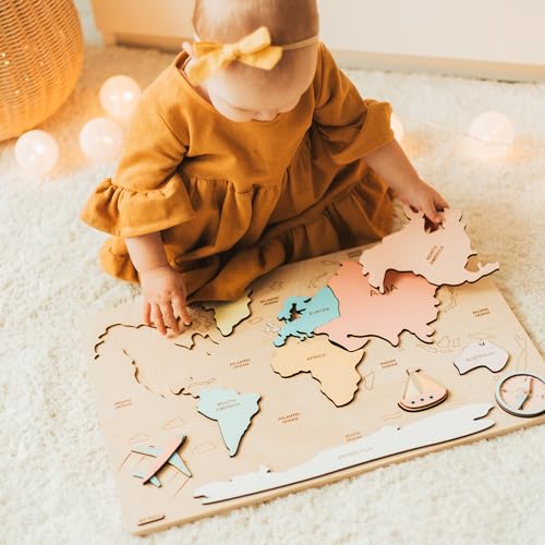 Wooden World Map Puzzle Montessori Educational Toy