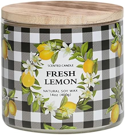 Fresh Lemon Scented Jar Candle 14 oz 3 Wicks