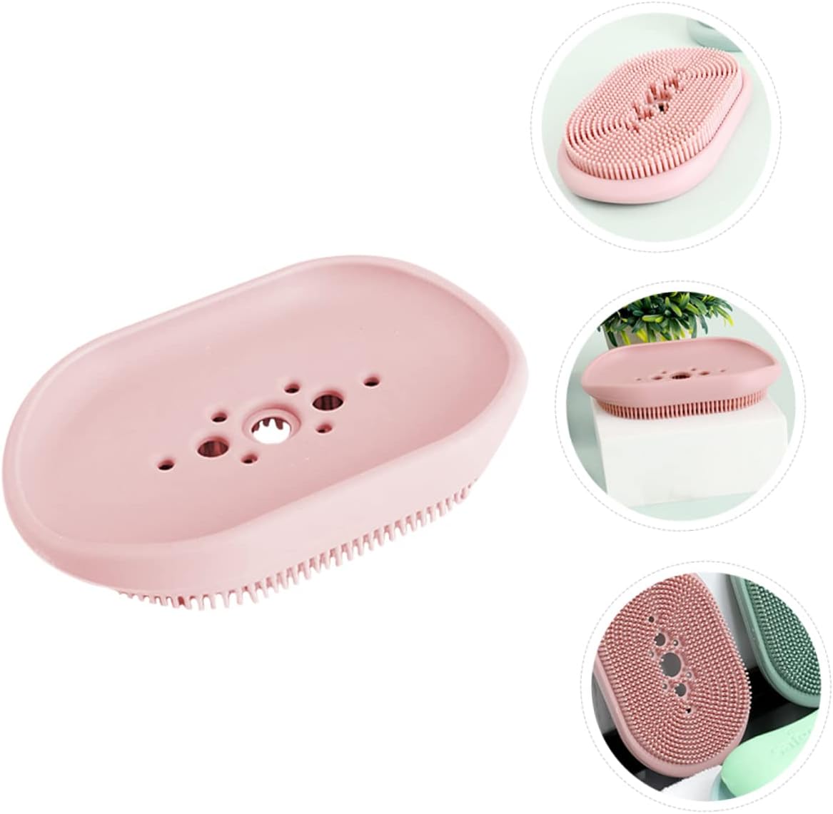 ABOOFAN Self Draining Soap Dish Holder Pink