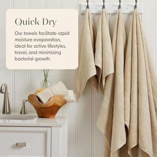 Springtree Home 100 Cotton Bath Towel Set of 4 Beige