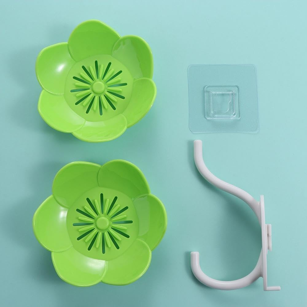 Double Layer Lotus Flower Soap Tray with Non-Slip Design Pink