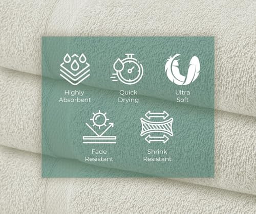 ARC HOME 100 Cotton Bath Towels Pack of 6 - 24x48 Inches