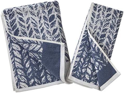 SKL Home Distressed Leaves Bath Towel Denim Blue 28x54