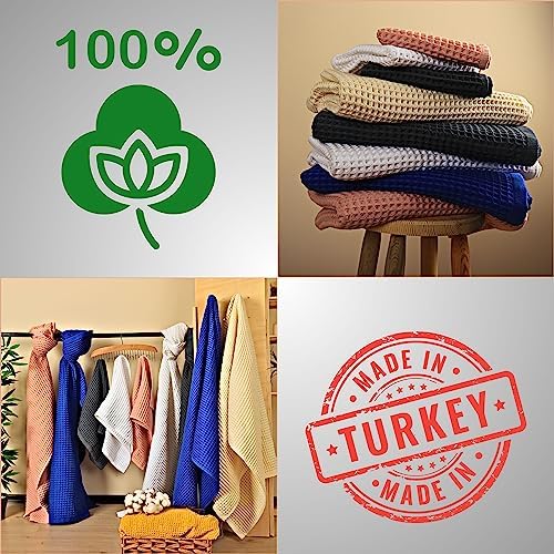 Pskl 100 Turkish Cotton Waffle Bath Towels Pack of 2