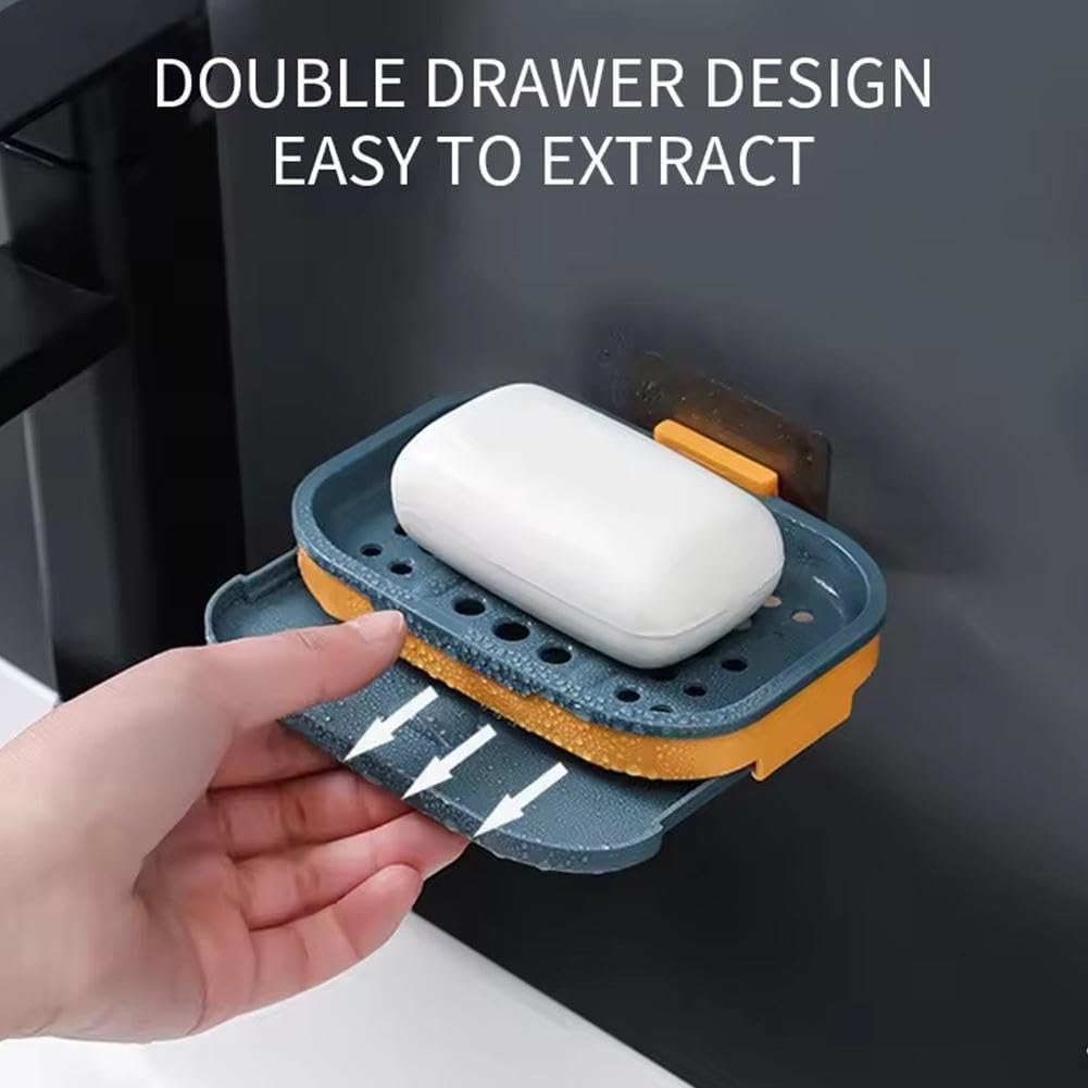 Strong Suction Soap Dish Holder with Drainage - Pink 1